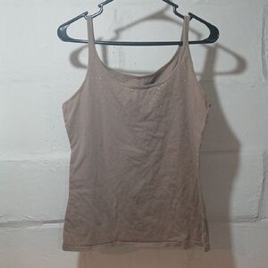 New York & Company Taupe Camisole with Metallic Accents